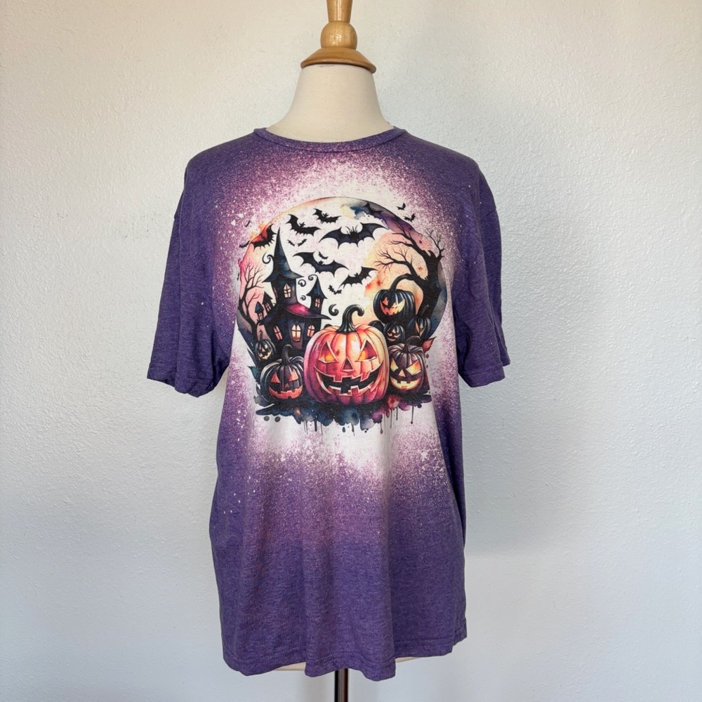 Gildan Purple Halloween Graphic Short Sleeve Tee